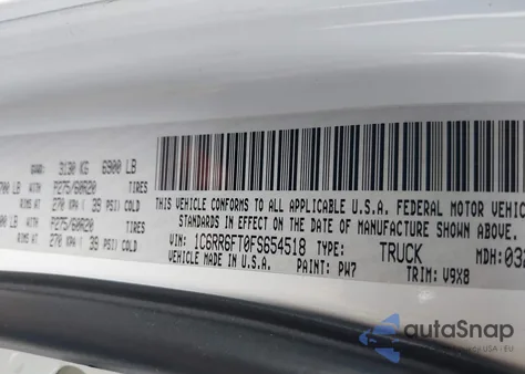 2015 Ram 1500 Express from USA, damaged, VIN 1C6RR6FT0FS654518